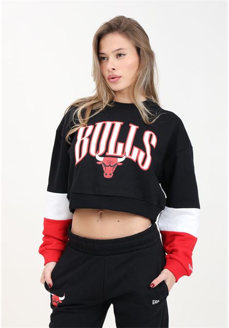 Chicago Bulls NBA Color Block Crop Women's Sweatshirt Black NEW ERA | Hoodie | 60435332.