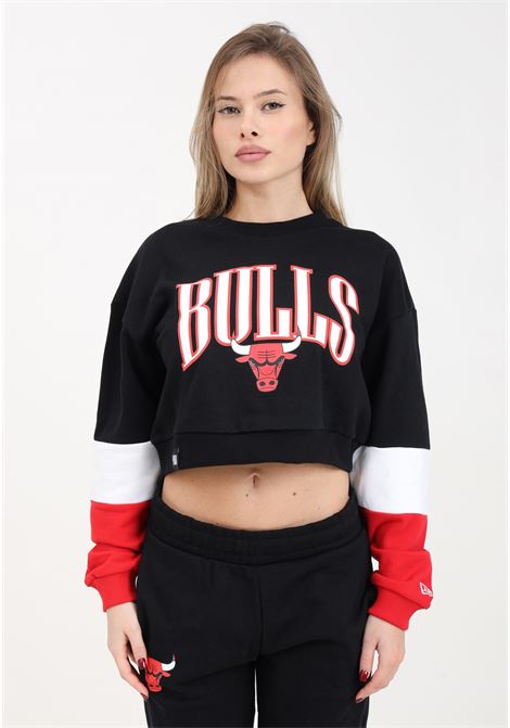 Chicago Bulls NBA Color Block Crop Women's Sweatshirt Black NEW ERA | 60435332.