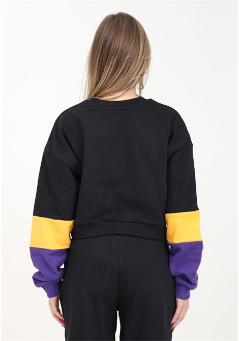 LA Lakers NBA Color Block Crop Black Women's Sweatshirt NEW ERA | 60435333.