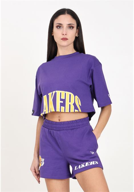 LA Lakers NBA Team Wordmark Purple Women's Crop T-Shirt NEW ERA | 60435334.