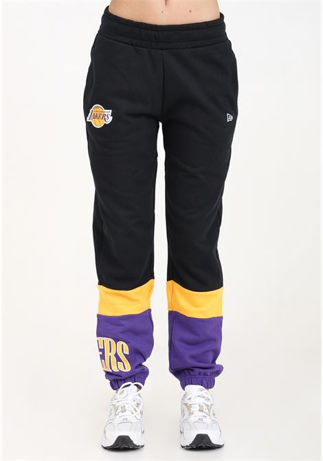 LA Lakers NBA Color Block Black Women's Pants NEW ERA | 60435335.