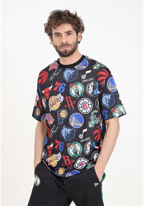 Oversized NBA All Over Print Men's T-shirt Black NEW ERA | 60435360.