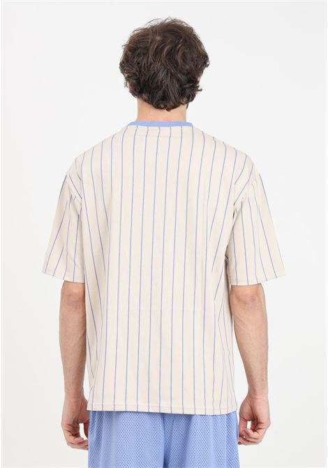 Oversized New Era men's t-shirt in cream pinstripe NEW ERA | T-shirt | 60435410.
