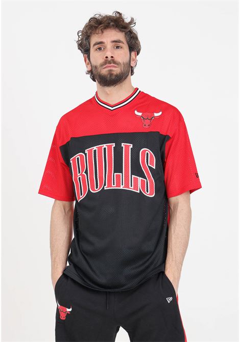 Oversized Chicago Bulls NBA Arch Graphic Mesh Men's T-Shirt Black NEW ERA | 60435447.