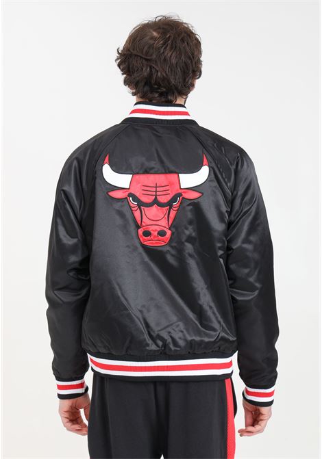 Chicago Bulls Men's Satin Varsity Jacket Black Red White NEW ERA | 60435456.