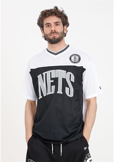 Oversized Brooklyn Nets NBA Arch Graphic Mesh Black T-shirt NEW ERA | 60435457.