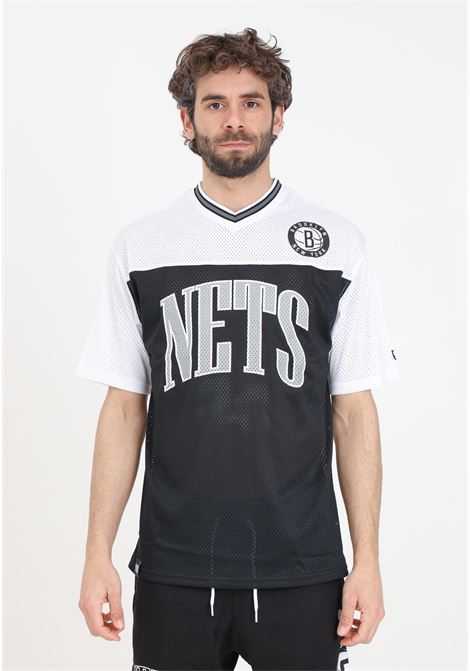 Oversized Brooklyn Nets NBA Arch Graphic Mesh Black T-shirt NEW ERA | 60435457.