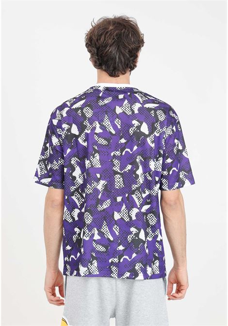 Oversized men's t-shirt LA Lakers NBA Team All Over Print Mesh Purple NEW ERA | 60435489.