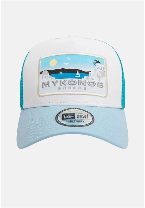 Men's and women's light blue and white A-Frame Trucker New Era Summer Mykonos cap NEW ERA | 60503543.