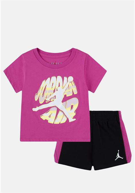 Fuchsia and black baby girl outfit with logo print NIKE |  | 15D179023