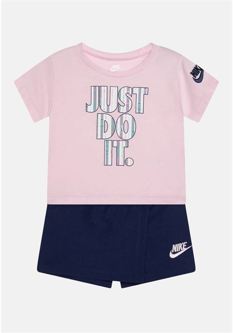 Completino rosa e blu da neonato con stampa Just Do It NIKE | 16M002U90