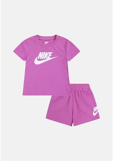 Completino bambino bambina  rosa e bianco t-shirt e shorts NIKE | 36L596AFN