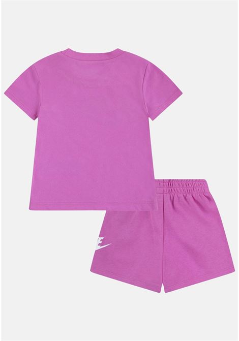 Completino bambino bambina  rosa e bianco t-shirt e shorts NIKE | Completini | 36L596AFN