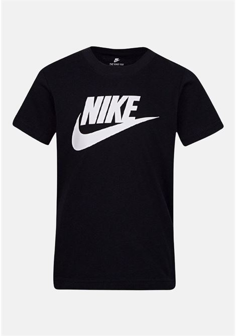 T-shirt sportiva nera per bambino e bambina con stampa logo NIKE | T-shirt | 8U7065023
