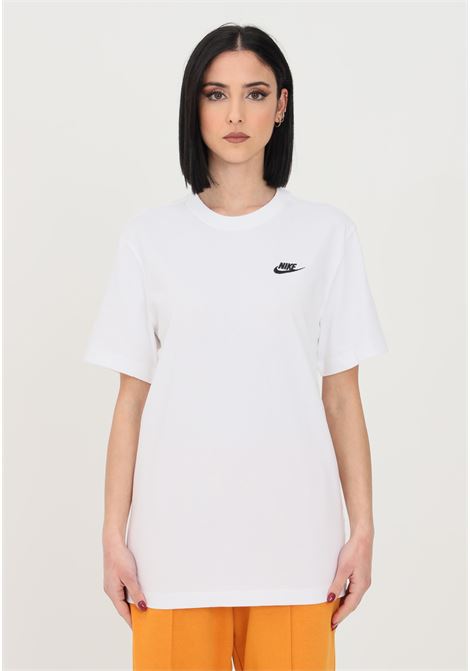 T-shirt sportiva bianca per uomo e donna con ricamo logo NIKE | AR4997101