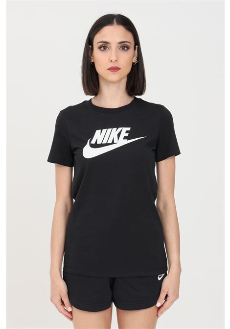 T-shirt sportiva nera da donna con stampa logo NIKE | BV6169010