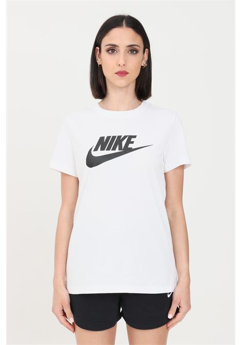 T-shirt sportiva bianca da donna con stampa logo NIKE | BV6169100