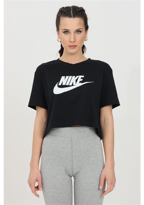 T-shirt crop nera da donna con stampa logo NIKE | T-shirt | BV6175010