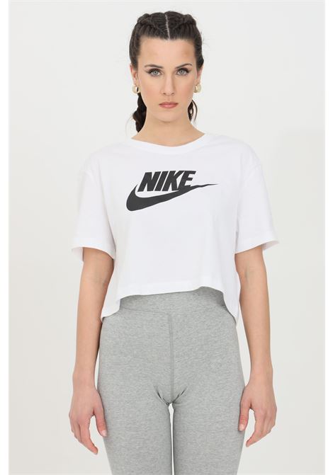 T-shirt crop bianca da donna con stampa logo NIKE | T-shirt | BV6175100