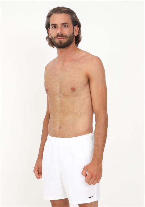 White men's swim shorts with swoosh NIKE | Beachwear | NESSA560100