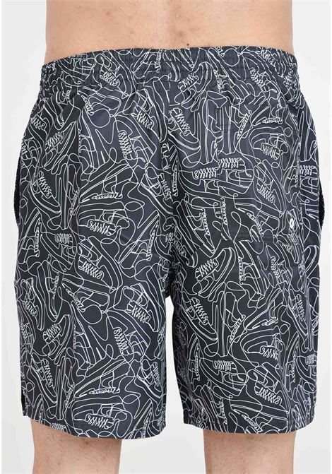 Black men's swim shorts with allover print and swoosh NIKE | NESSE522001
