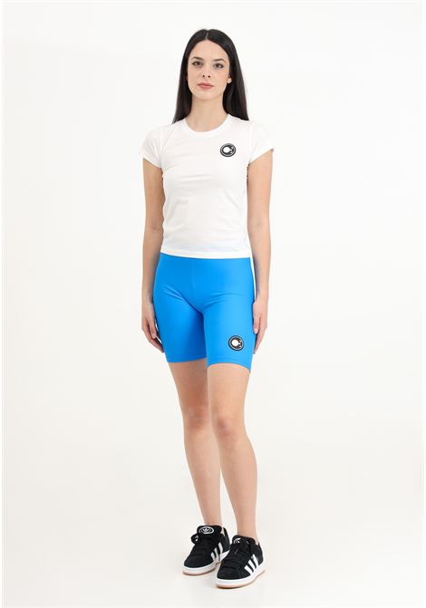 Blue women's sports shorts with logo patch DIEGO RODRIGUEZ | OE406BLU