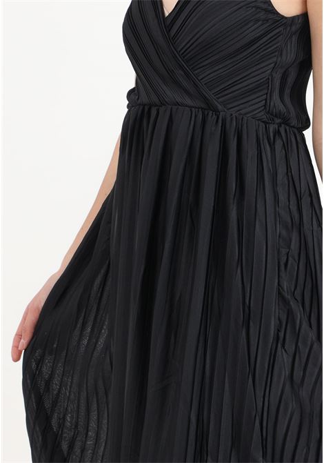 Long black women's dress with pleated pattern ONLY | 15207351Black