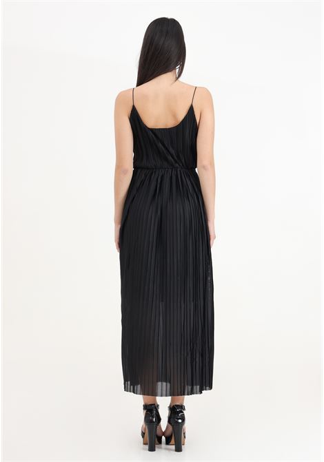 Long black women's dress with pleated pattern ONLY | 15207351Black