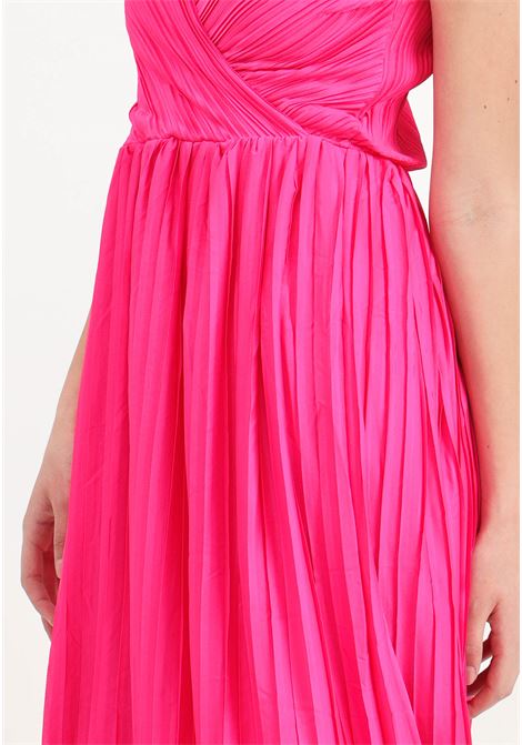 Long fucsia women's dress with pleated pattern ONLY | 15207351Pink Glo