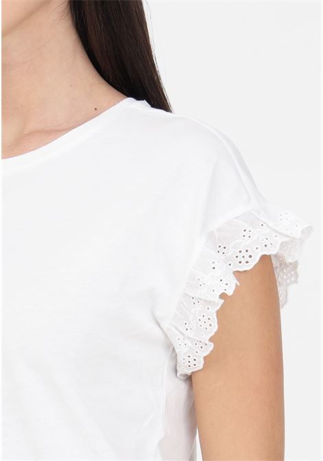 T-shirt da donna bianca onliris s/s emb top jrs noos ONLY | 15255618Cloud Dancer