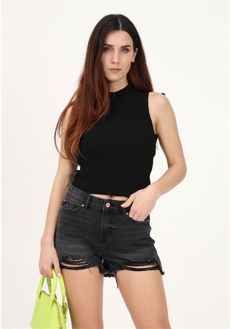 Black casual shorts for women with fringed pattern on the bottom ONLY | Shorts | 15256232Washed Black