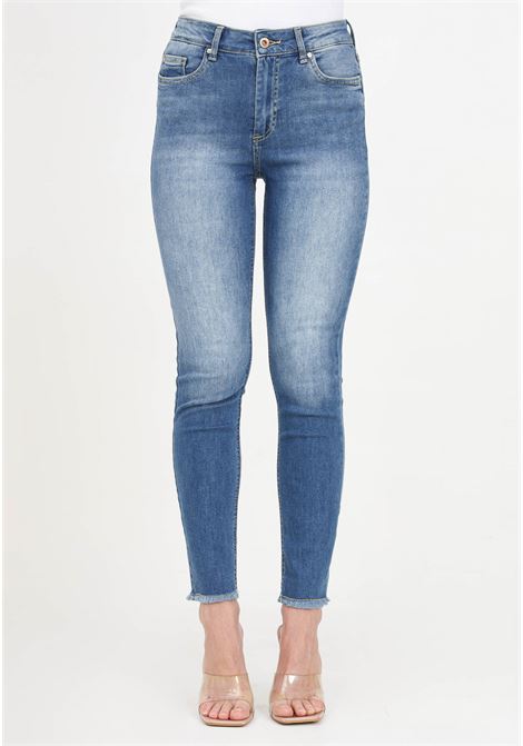 Jeans donna skinny fit a vita media orlo a taglio vivo medium blue denim ONLY | Jeans | 15293282Medium Blue Denim