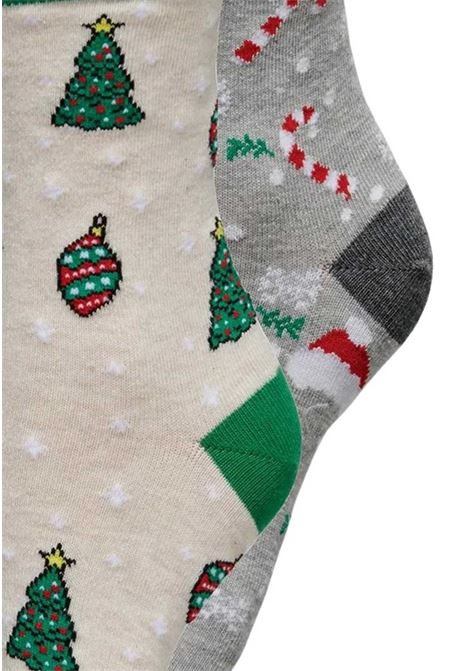 Box due paia di calzini natalizi da donna ONLY | 15302308IRISH CREAM
