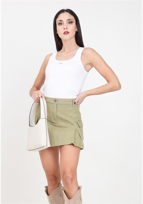 Green women's skirt with cargo pockets ONLY | 15308208Dried Herb