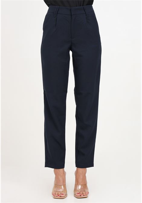 Midnight blue women's trousers with elastic detail on the back ONLY | 15311346Night Sky