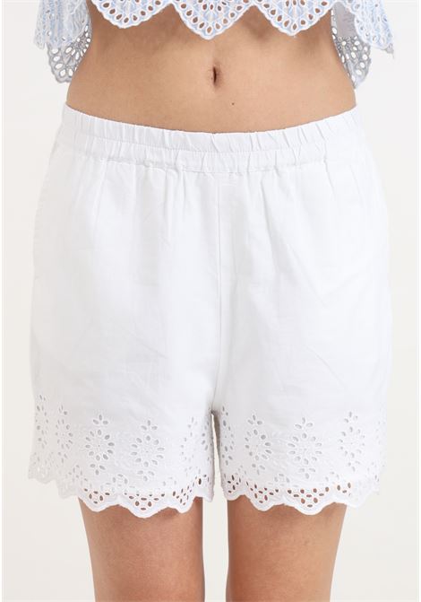 White casual shorts for women with lace detail ONLY | Shorts | 15313167Bright White