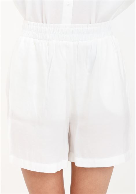 Shorts da donna bianchi con elastico in vita arricciato ONLY | 15313199Cloud Dancer