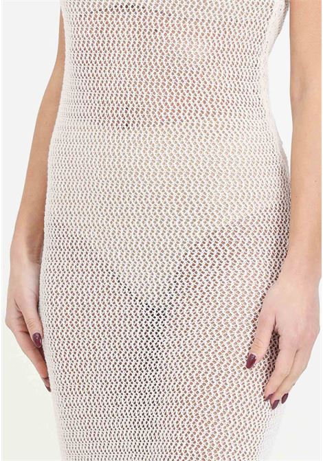 Long beige women's dress with perforated texture ONLY | 15315280Birch