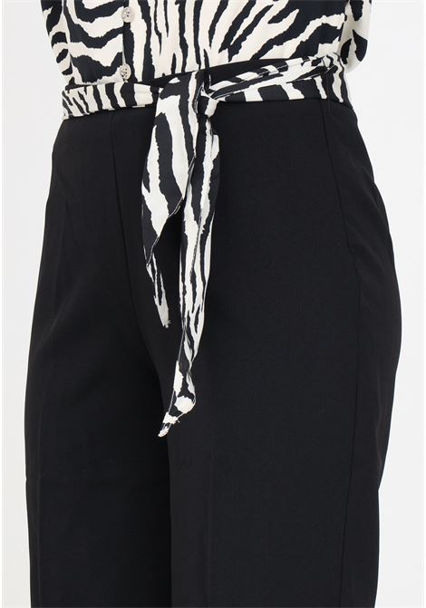 Women's black flared trousers with striped belt ONLY | 15318856Black