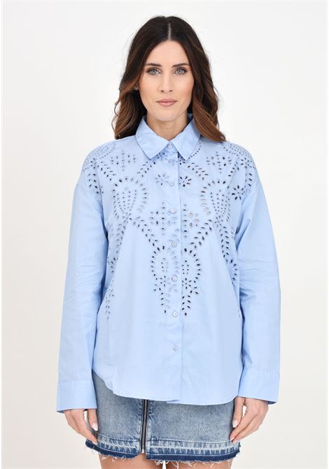 Light blue women's shirt with English broderie ONLY | 15319136Bel Air Blue