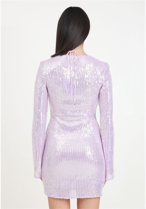 Short lilac allover sequined women's dress in essential stretch tulle PATRIZIA PEPE | Dresses | 2A2709/A394M505