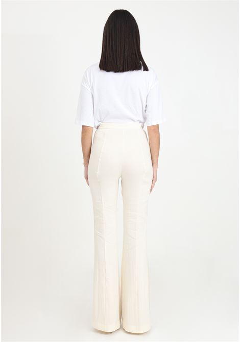 Cream women's trousers with embroidered detail PATRIZIA PEPE | Pants | 2P1604/A268W362