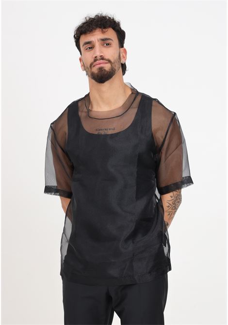 Black men's tight-fitting mesh t-shirt PATRIZIA PEPE | T-shirt | 5C0323/A021K103