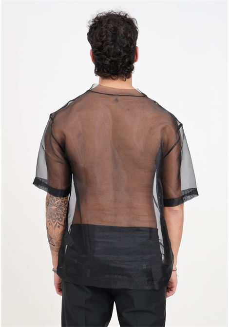 T-shirt da uomo nera attillata in rete PATRIZIA PEPE | 5C0323/A021K103