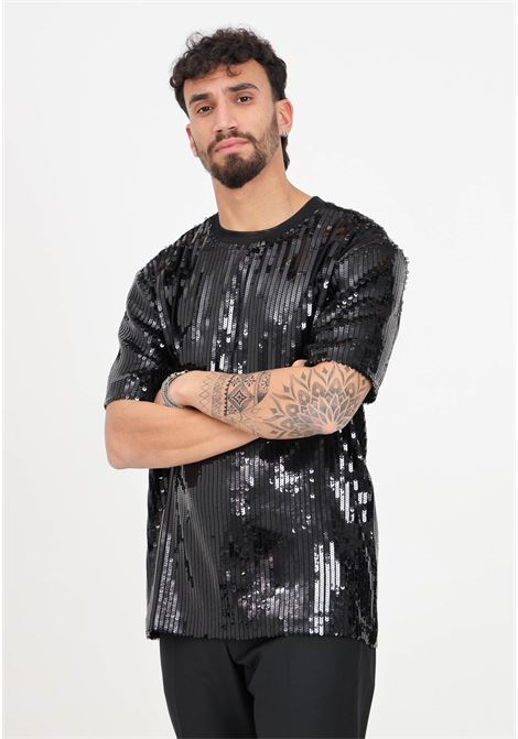 Black men's t-shirt with sequins PATRIZIA PEPE | 5M1369/A441K102