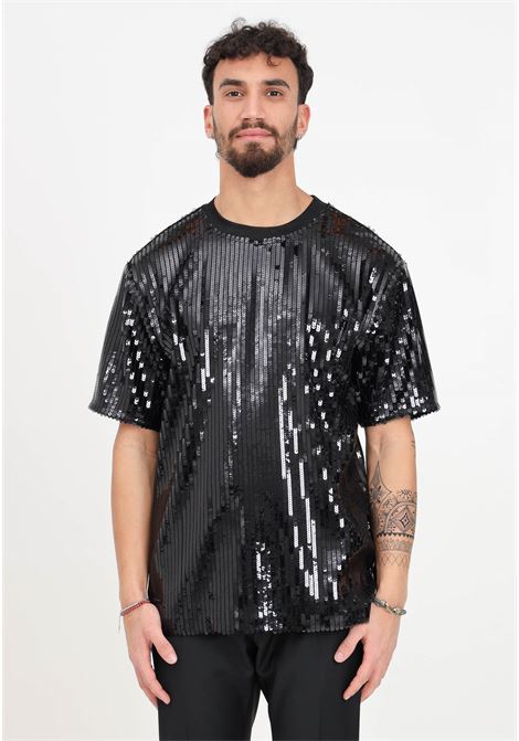 Black men's t-shirt with sequins PATRIZIA PEPE | T-shirt | 5M1369/A441K102