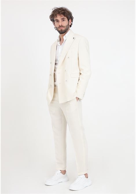 Elegant cream men's trousers PATRIZIA PEPE | Pants | 5PA429/A052W337
