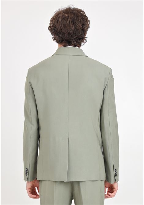 Elegant olive green men's jacket with fly logo brooch detail PATRIZIA PEPE | Blazer | 5S0744/A087G545