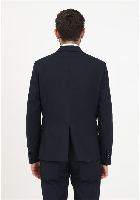Blue single-breasted men's jacket with fly brooch PATRIZIA PEPE | 5SA652/A2LHC166
