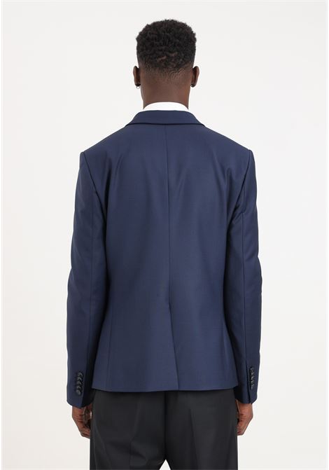 Elegant blue men's jacket with black satin lapel PATRIZIA PEPE | Blazer | 5SA661/A1WKJ2V4